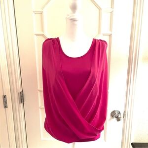 Ann Taylor Womens Magenta Pink Sleeveless Drape Front Slinky Top - Size M